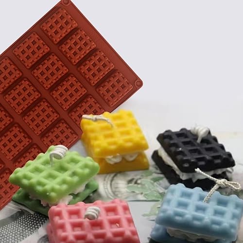 Miniatura 5 de HYCSC Molde de silicona para gofres, 20 cavidades, mini molde cuadrado de silicona, bandeja antiadherente para hacer galletas de gofres, chocolate,