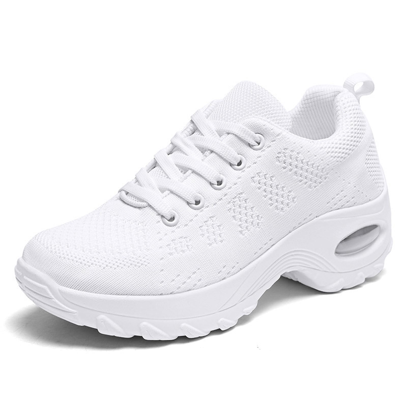 Zenithuxe Women's White Dance Sneakers Jazz Shoes - Lace-Up Split Sole Dance Trainers,Lightweight Breathable Lady Platform Shoe,Dance Trainers