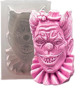 Scary Clown Silicone Mold SOAP Plaster Wax Resin Clay Joker Halloween