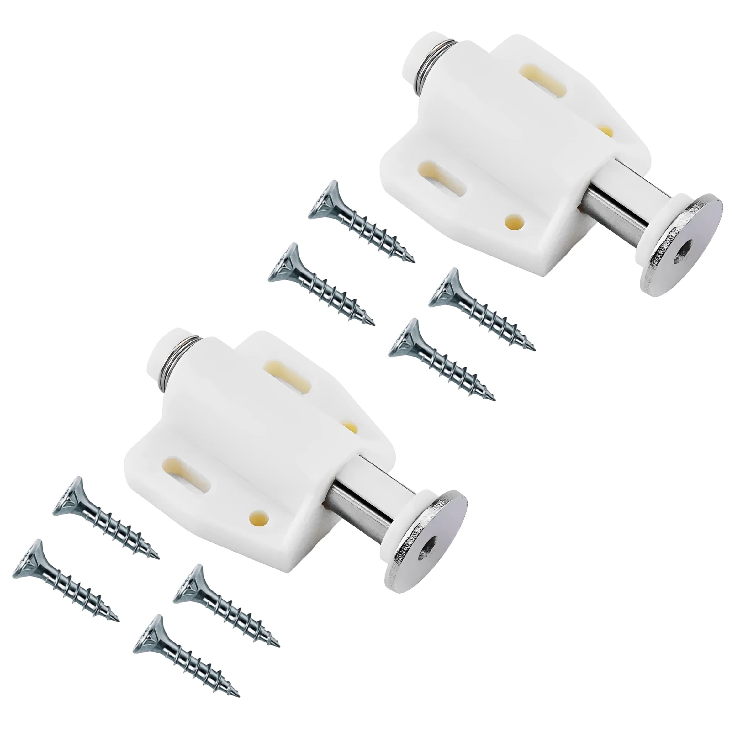 Terf White Terf® Push To Open Door Catch Single Magnetic Pressure Touch Release Catches Latch For Open And Close The Door With A Single Push Including Fixing Screw - Pack Of Size 2