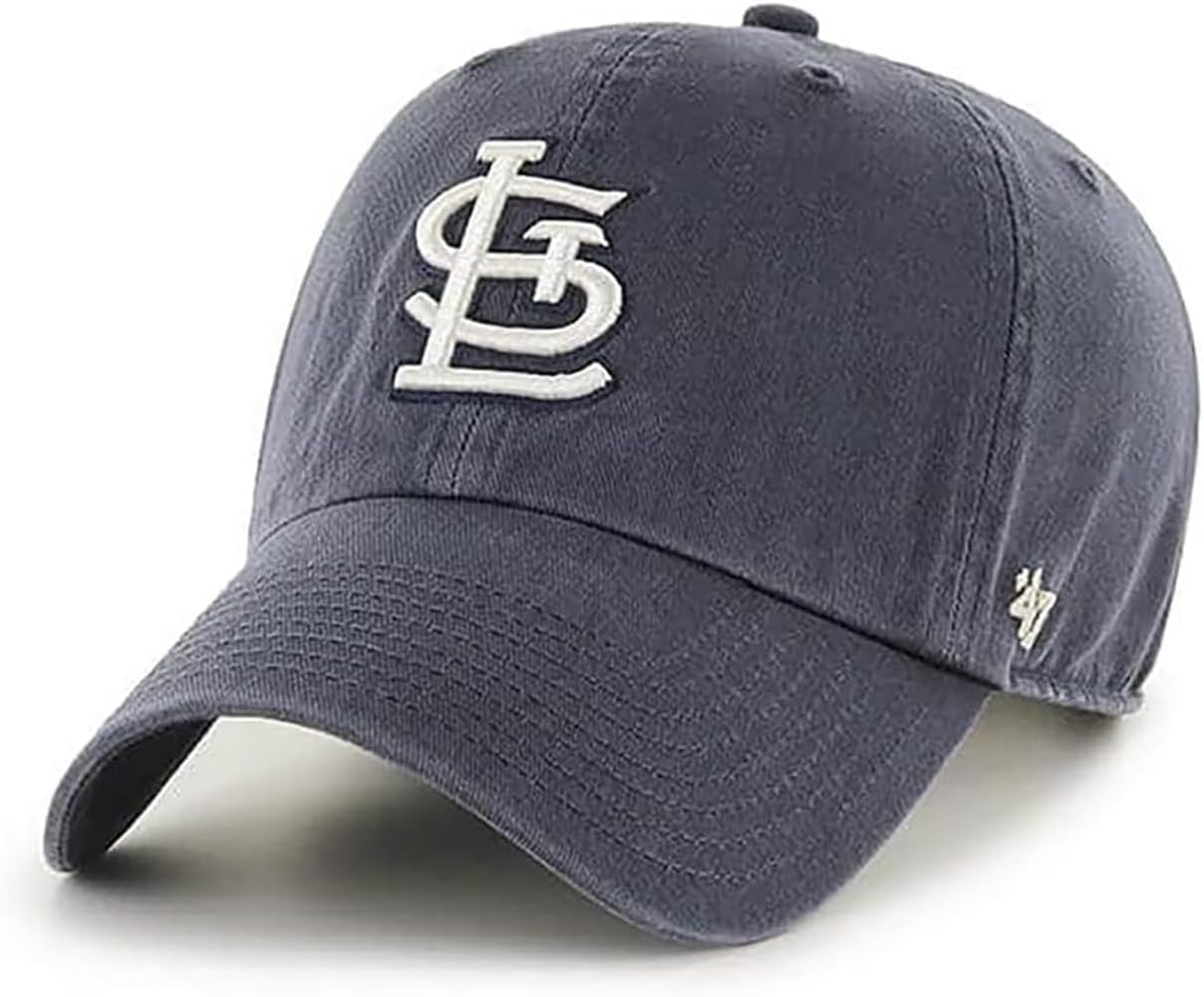 47 Brand MLB Vintage Navy Primary Logo Clean Up Adjustable Baseball Cap Hat, Adult One Size Fits All
