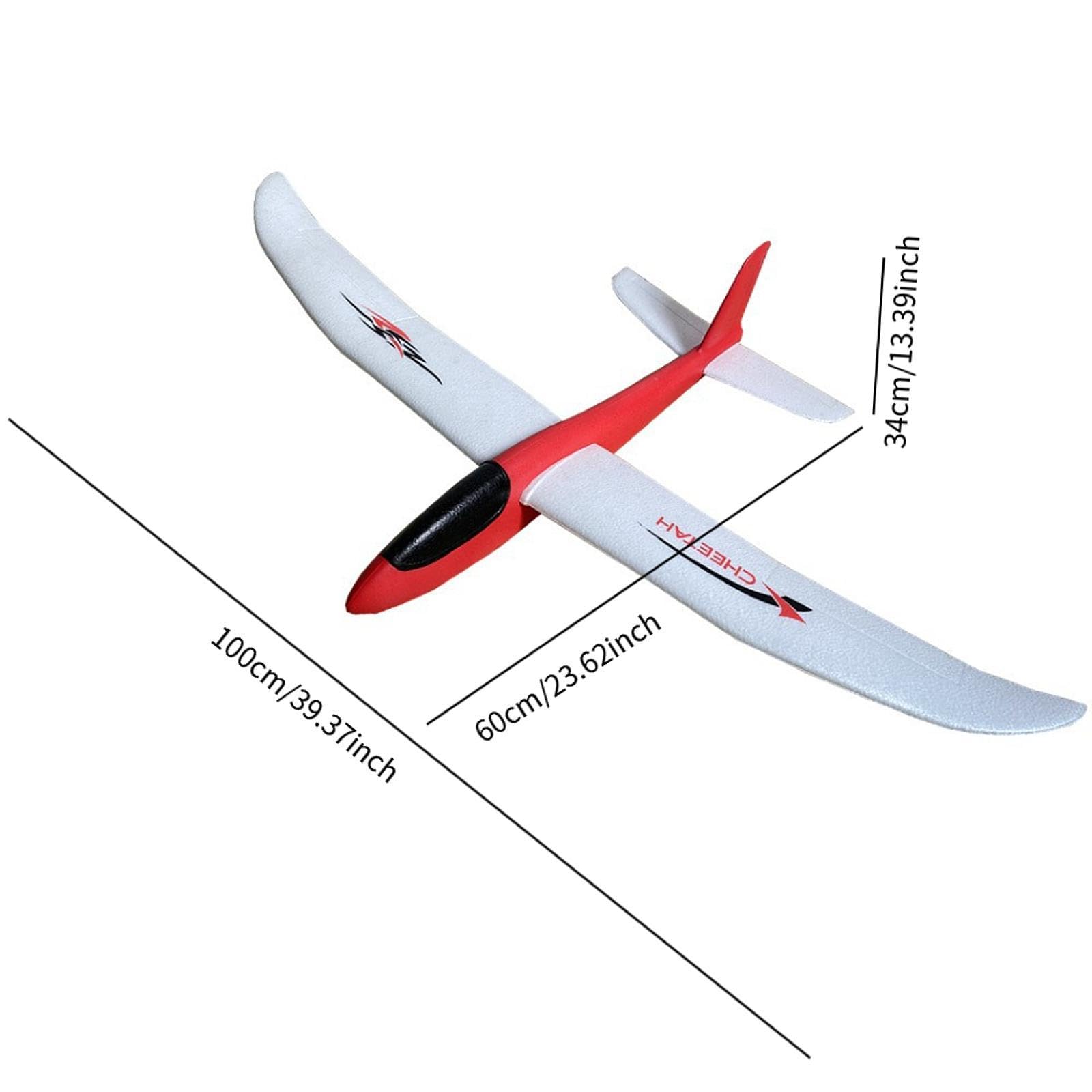 Avión de Juguete Planeador de Espuma Lanzamiento Manual Gran Aerodinámica Flexibilidad Juego Infantil Apto para Fiestas Cumpleaños Viajes Exterior, Rojo