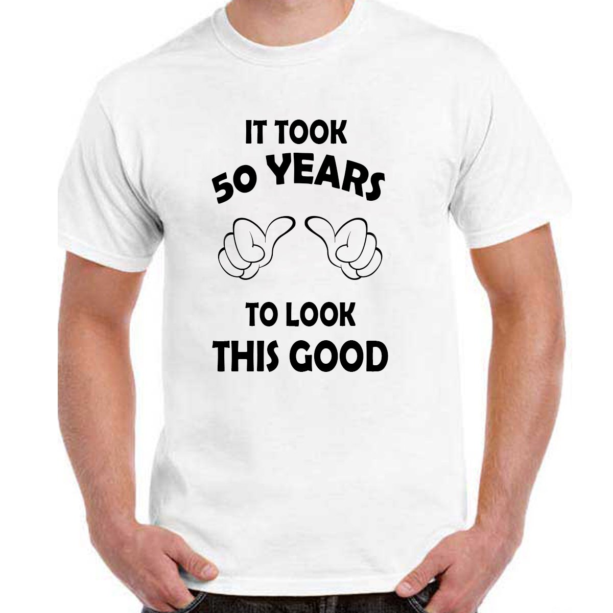 RitzeesUnisex Polyester Printed T-Shirt, White- 50 Birthday