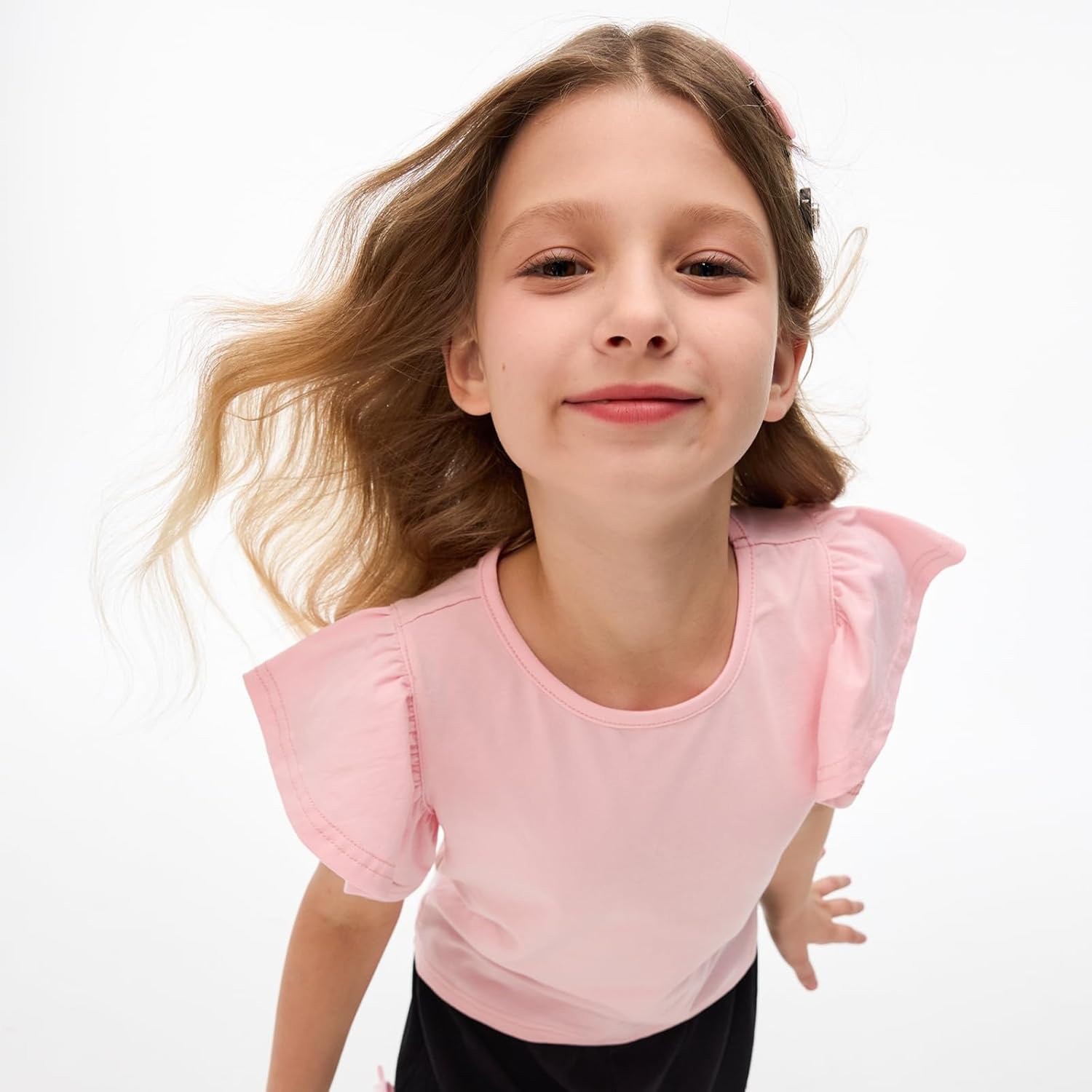 Girls Summer Shirts Kids Striped Ruffle Sleeve T Shirts Crew Neck Casual Tops Cute Short Sleeve Tees 5-14 Years - Image 7