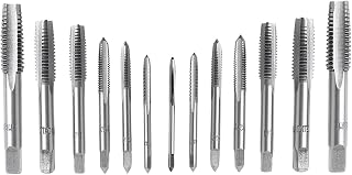 QISF 14Pcs Bearing Steel Metric Screw Thread Tap M3 M4 M5 M6 M8 M10 M12 Plug Tap Tapping Tool set(Wrench is not include)