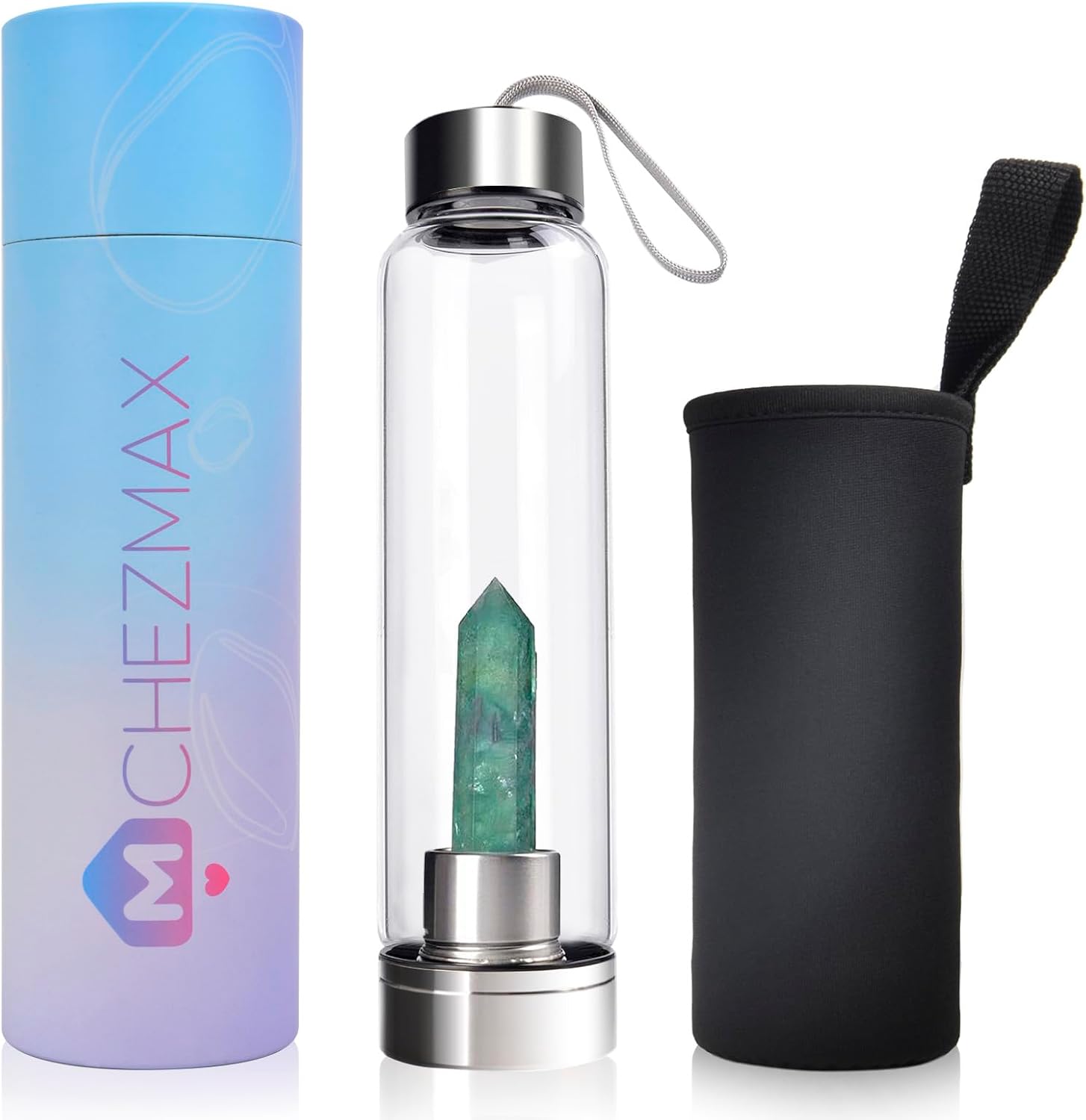 Crystal Glass Water Bottle - Crystal Clear Infused Juice Container Tumbler