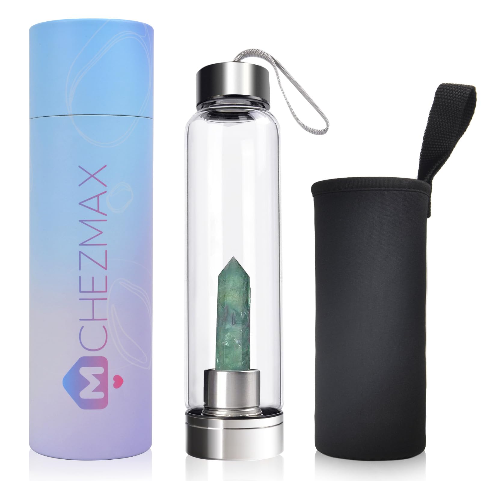 Amazon.com: Crystal Glass Water Bottle - Crystal Clear Infused