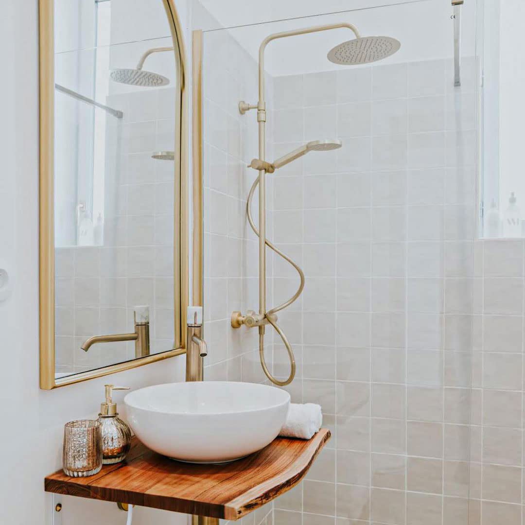 Essebagno Luisa colonne de douche thermostatique or brossé