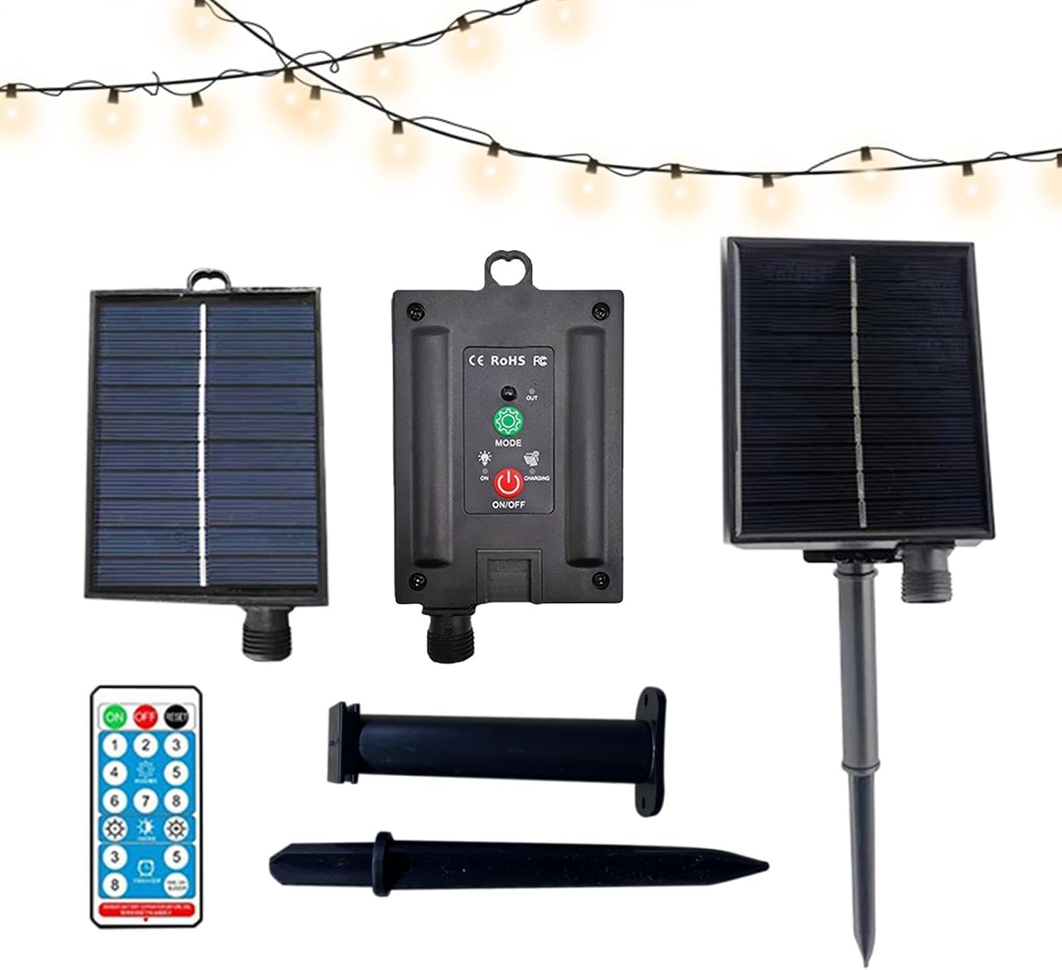 Solar Panel with Plug Outlet, 31V Waterproof Warm Light,Solar Power Outdoor Plug Outlet Outdoor So-lar Power Tool for Garden, Farm, Tent, Fishing, Patio, Yard, Pathway, Shed, Indoor
