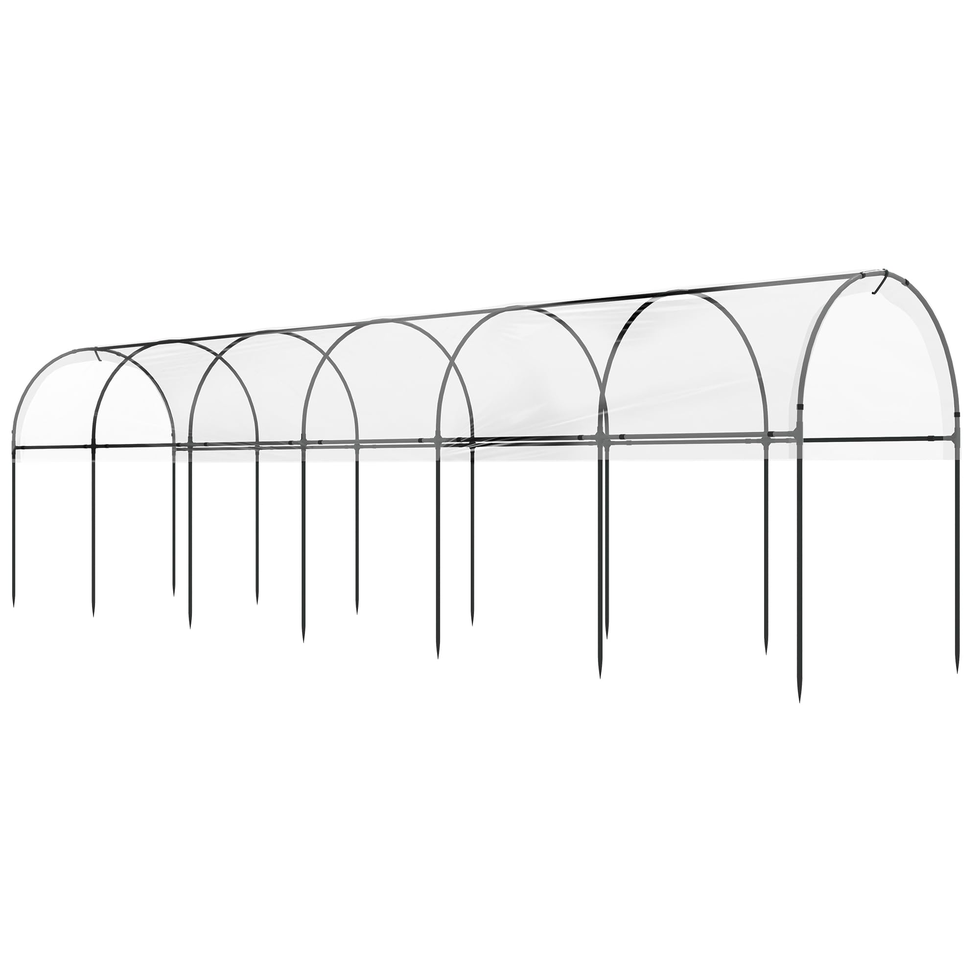 Outsunny Garden serra per pomodori 6 x 1,23 x 1,71 m 7 cerchi in acciaio - telo in plastica