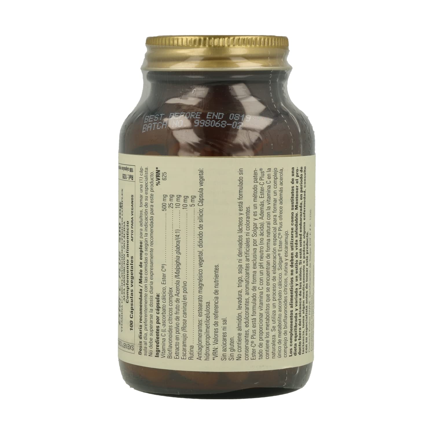 Ester C Plus 100 cápsulas vegetales de 500 mg de Solgar