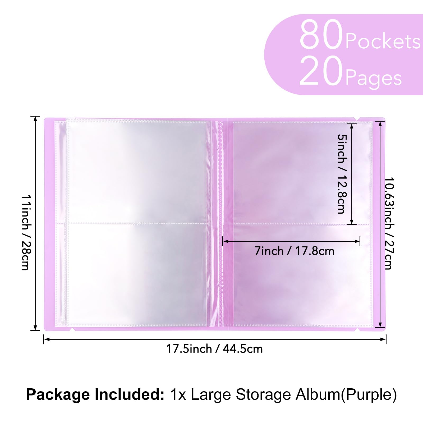 OTCRAFT 20 Pages 80 Pockets /1Set Large Clear Sticker Photo Storage Album; Storage Book Organizer Folder for Postcards Stickers Photo - Image 2