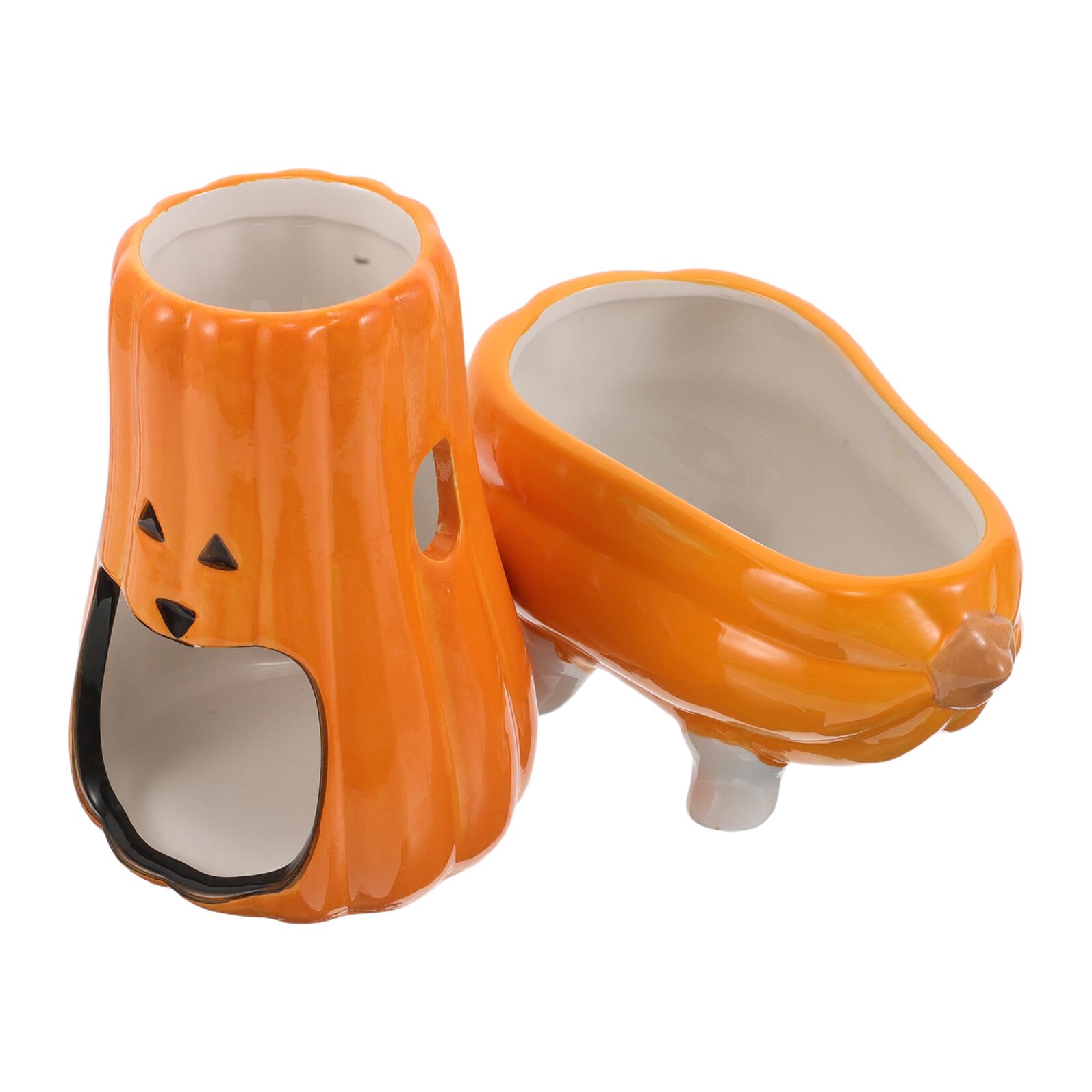 Keramik Hamster Wasserflasche Ständer mit Futternapf Pumpkin Design Stabiler Trinkflaschenhalter für Kleine Haustiere Wie Hamster Meerschweinchen Nagetiere Antikipp Basis