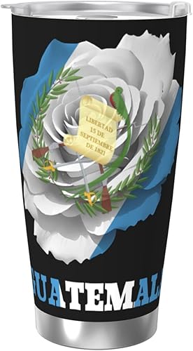 Miniatura 8 de Vaso de café de acero inoxidable de 20 onzas con diseño de flores y mariposas guatemaltecas con tapa con aislamiento al vacío de doble pared para