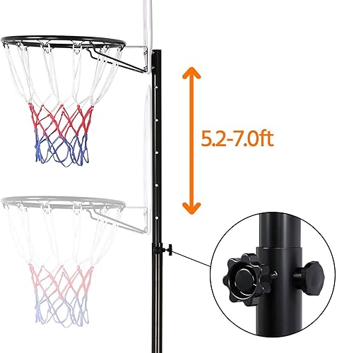 Miniatura 5 de Yaheetech Sistema de aro de baloncesto portátil de 5.2 a 7 pies de altura ajustable para jóvenes, interior/exterior, con ruedas, 29 pulgadas,