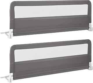 HONEY JOY Bed Rail for Toddlers, 59-in Extra Long, Portable Safety Bed Guardrail w/Double Safety Child Lock, Foldable Baby Bed Rail Guard, Fit King & Queen Full Twin Size Bed Mattress (Gray, 2 Pack)