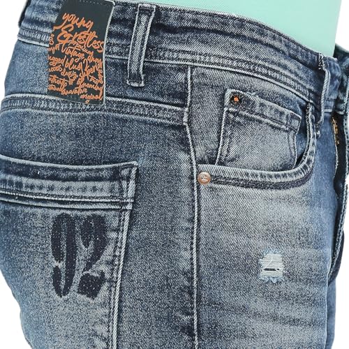 Image of Spykar Men's Kano Slim Fit Mid-Rise Jeans (Ankle Length)