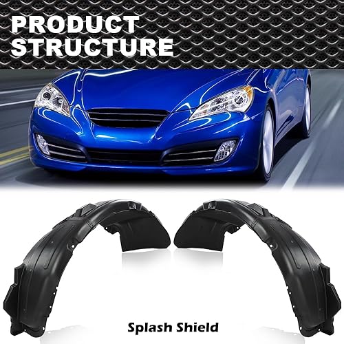 Miniatura 9 de Juego de 2 protectores contra salpicaduras para el lado del conductor y el lado derecho del pasajero delantero izquierdo compatible con Hyundai