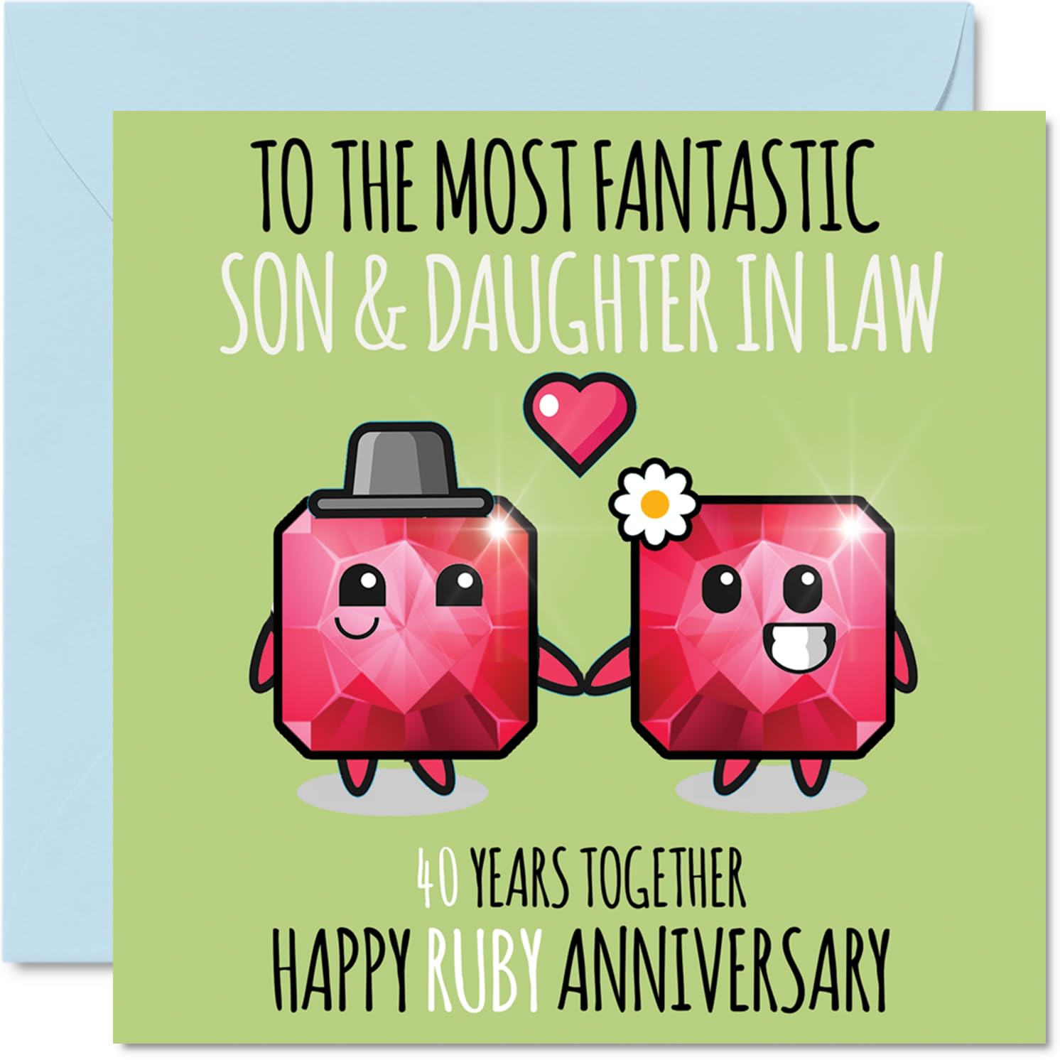 Cute Ruby Anniversary Card for Son & Daughter In Law - 40 Years Together - Happy 40th Wedding Anniversary Cards for Daughter In Law Son, 145mm Greeting Cards Anniversaries