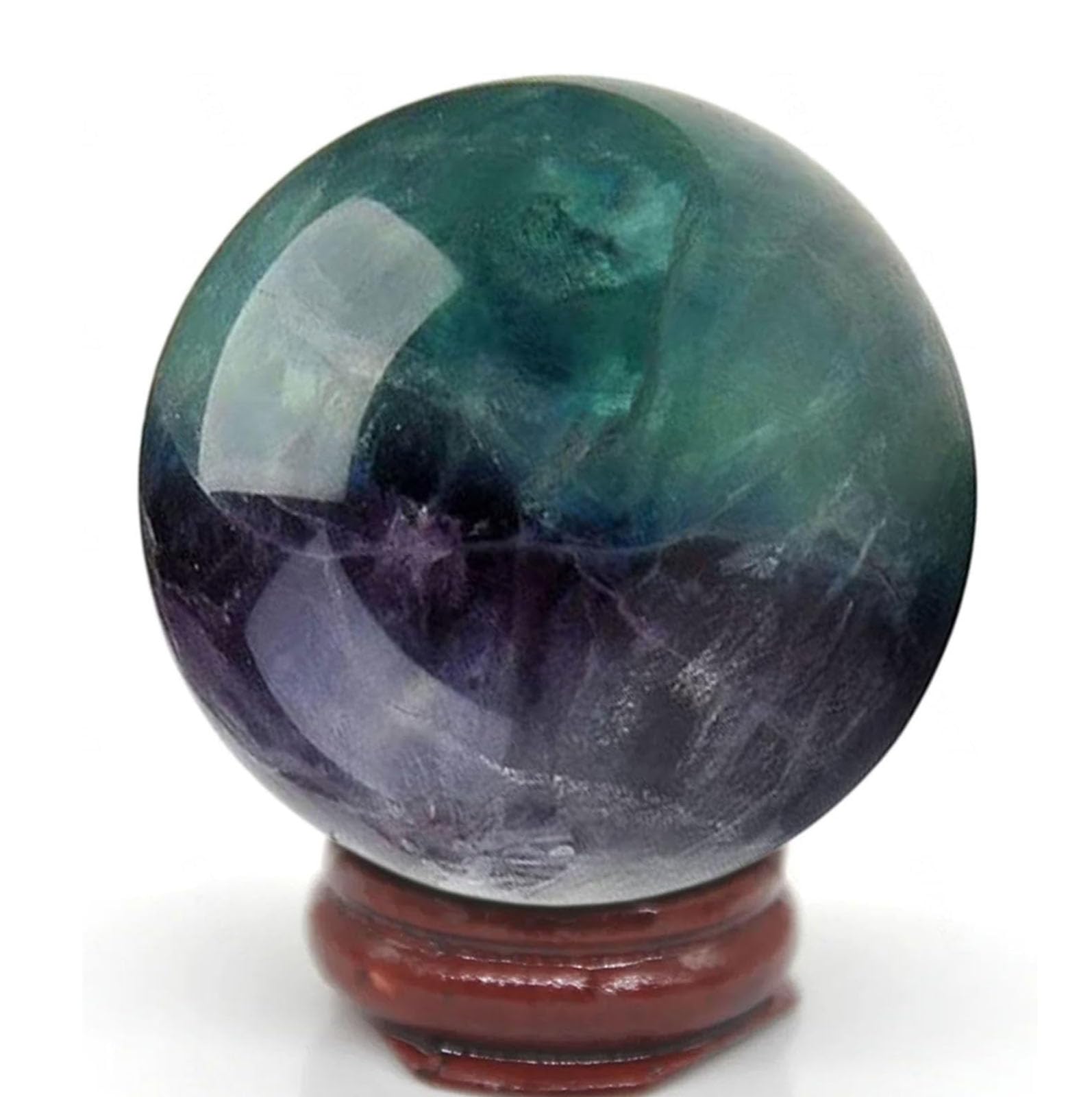 AUOQKQUT Decorative Colorful Fluorite Crystal Ball,Polished Stone Feng Shui Sphere Ornament for Home & Office Decor & Collection Gift,40mm