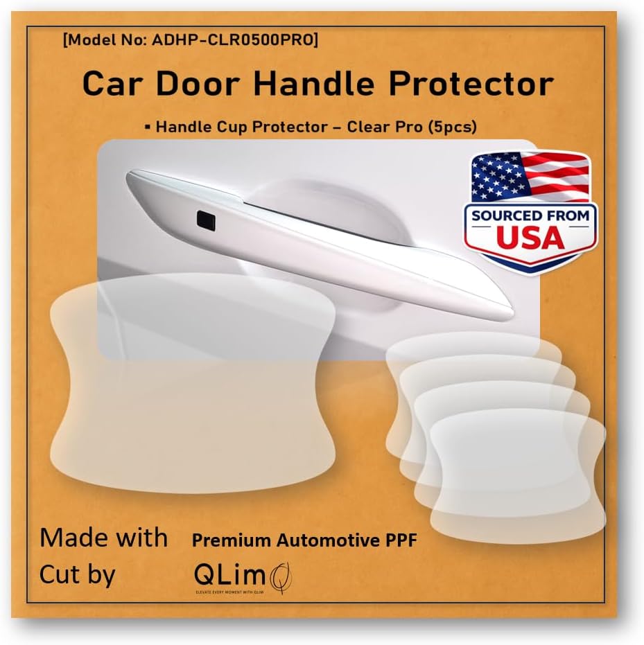 [3M]-5pcs(Pro) Customized Car Door Handle Cup Protector Made with 3M Paint Protection Film Pro Series, Clear(Transparent), Anti Scratch, Universal Fit for Most Cars (Clear Pro/5pcs)