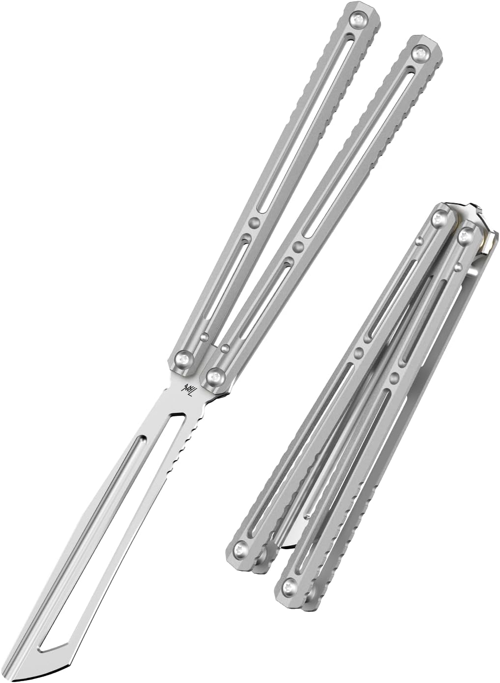 Thomas X Sv Astra Butterfly knife Balisong Trainer, Full Stainless Steel, Dull Balisong Unsharpened, for Practicing Flipping, Blunt Practice, No Edge Tool