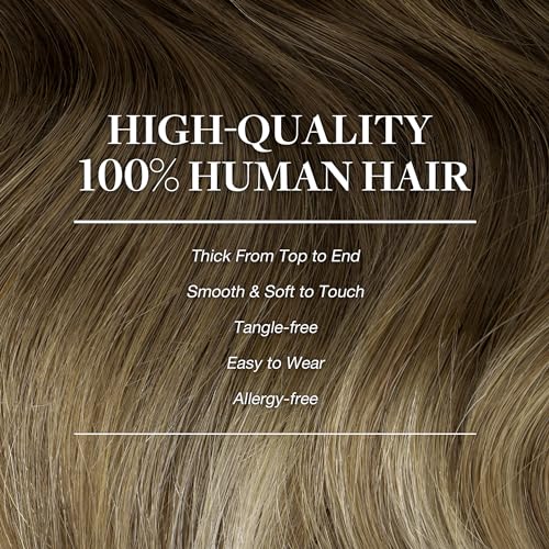 Image of GOO GOO Clip in Hair Extensions Real Human Hair, Remy Human Hair Extensions Clip ins for Women, Natural Human Hair, 18inch 150g 9Pcs, 3 /8 /613 Balayage Walnut Brown to Ash Brown and Bleach Blonde