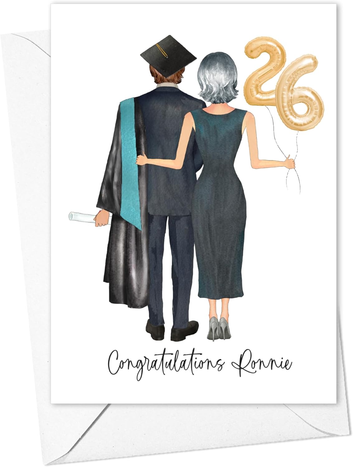 Graduation Thank You Cards for Him Class of 2025 | Personalized College University Graduation Thank You Note Card Set | High School Graduate SET OF 10 Cards and Envelopes(Thank You Boy Sitting)