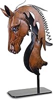 MERCESCU·JC Handmade Horse Statue - Rustic Hand-Painted Metal Figurine, Unique Home Office Decor & Gift for Horse Lovers (Brown)