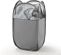 Vista 13 de TECHMILLY Cesta plegable de malla para la ropa sucia con asas resistentes y bolsillo lateral, cestas plegables portátiles para ropa para dormitorio