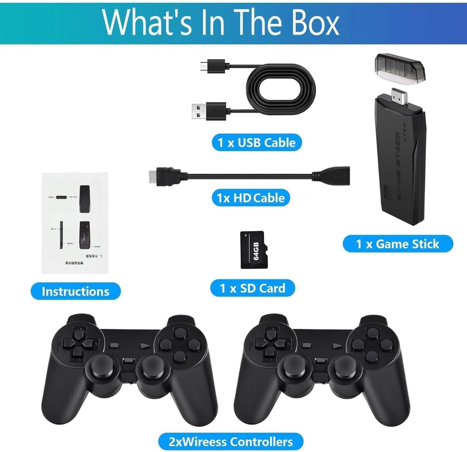 Plug & Play TV Video Game ππ ππππ« πππ«π«ππ§ππ² 20,000+ Video Game Stick Plug & Play TV Video Game with 9 Built-in Emulators,4K Picture Quality, Two Players Dual 2.4GHz Wireless Controllers. 1