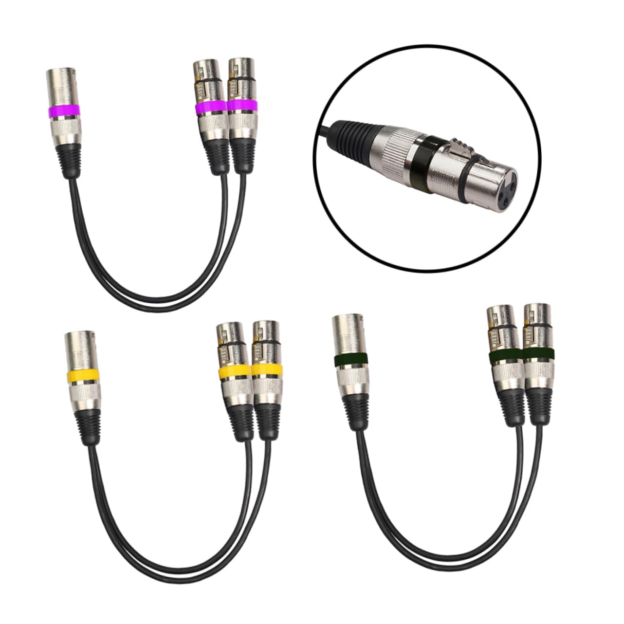 Toyvian Cavo Microfono Splitter Xlr Maschio a Doppio Xlr Femmina 0,3 Metri Rinforzo e Audio Bilanciato in Plastica e Metallo, 3 Pezzi per Microfoni e Illuminazione da Palco