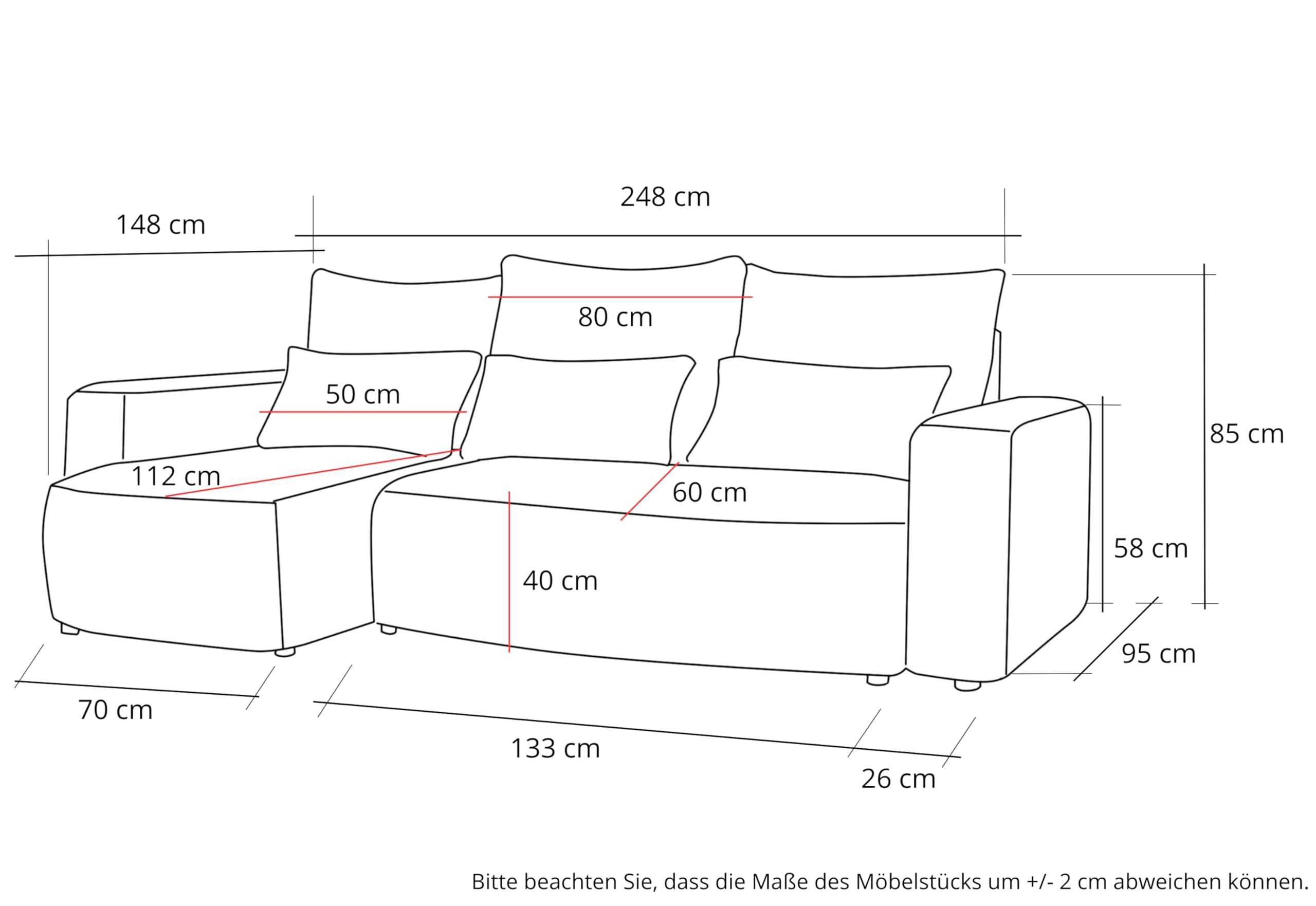 Ecksofa mit Schlaffunktion Travis 248x148 cm - Couch - Sofa mit Bettkasten - Eckcouch - L-Form - Schlaffsofa - Cord - Universal (Poso 47 Pistachio, L-Form)