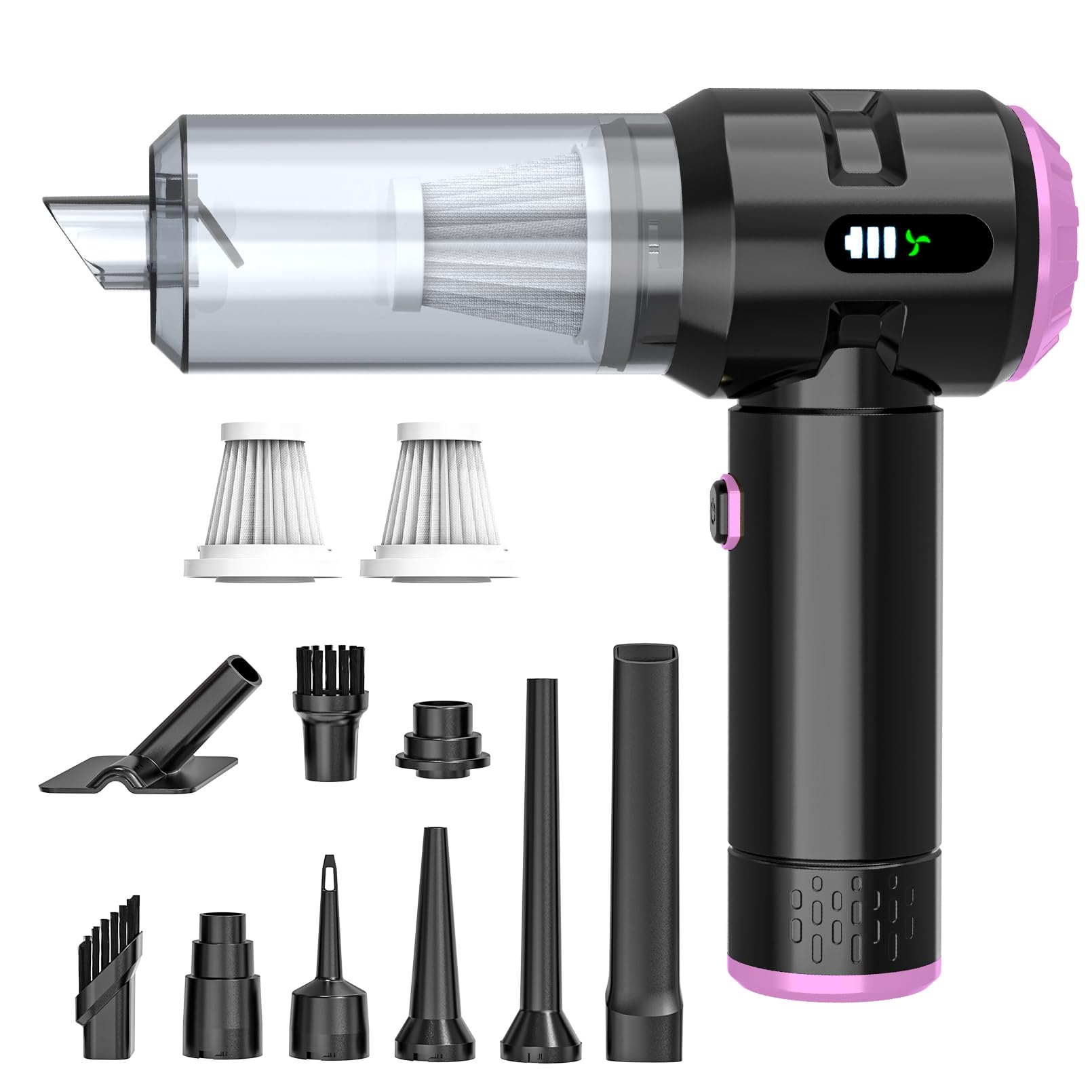 Sycoodeal Handheld Car Vacuum Cleaner, 25000PA Strong Cyclonic Suction Portable Mini Vacuum Cordless with Digital Display Lightweight Handheld for Pet Hair, Car, Home, Office, Kitchen(Purple)