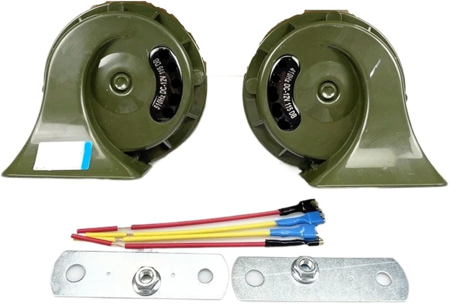 New 12V24V Snail Horn Super Loud Waterproof High And Low Double Tone For Car Truck Motorcycle(Army Green 12v pair)