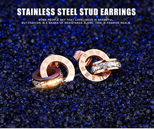 Crystalline Azuria White Crystals Round Circle Stud Earrings 18K Rose Gold Plated for Women - Image 4