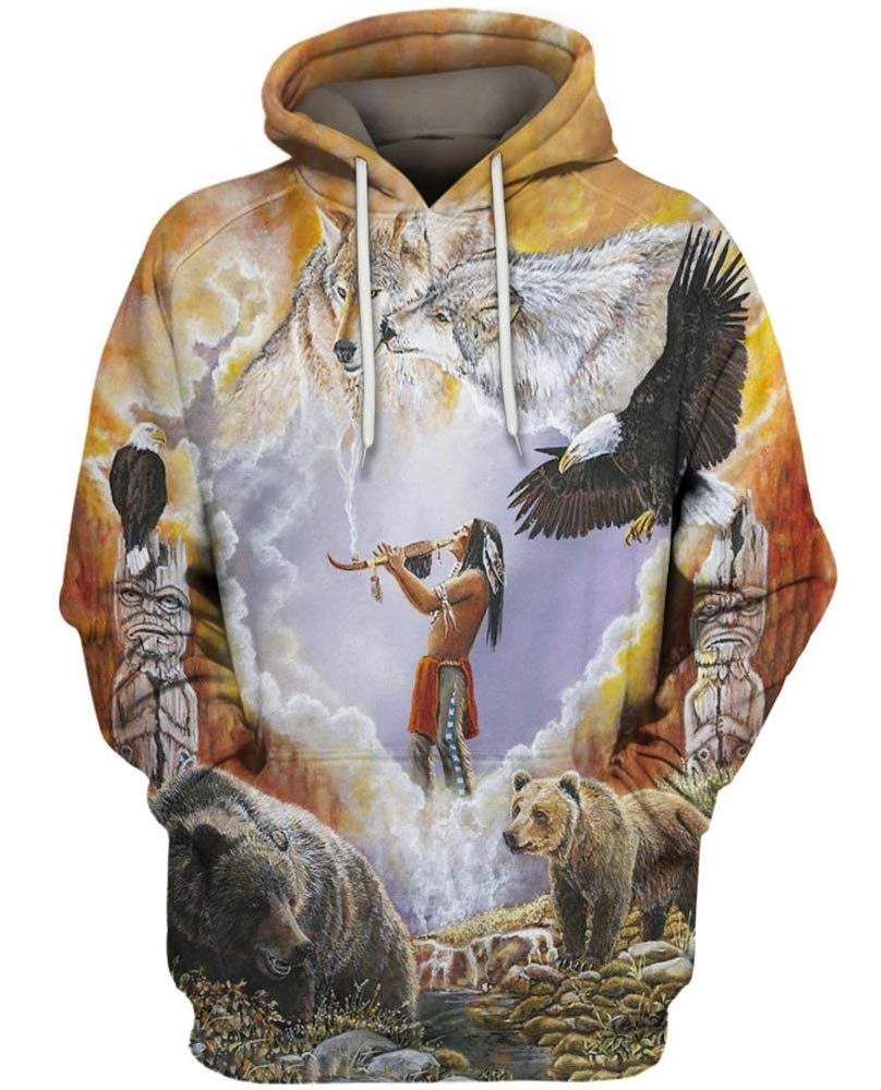 Dahee Native American Hoodies For Women Men 3d Print Zipper