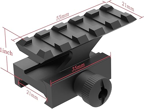 Miniatura 3 de Soporte de riel Picatinny transparente de 1"0.83"0.5" con 5 ranuras para puntos rojos, visores, óptica, linterna