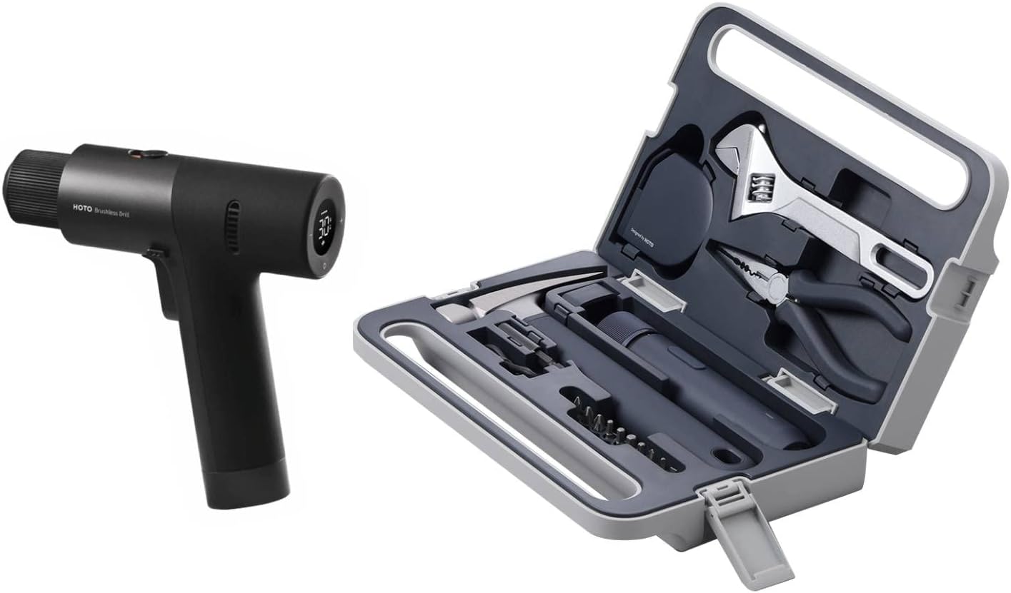 HOTO Cordless Brushless Drill 12V with Electric Screwdriver Tool Set