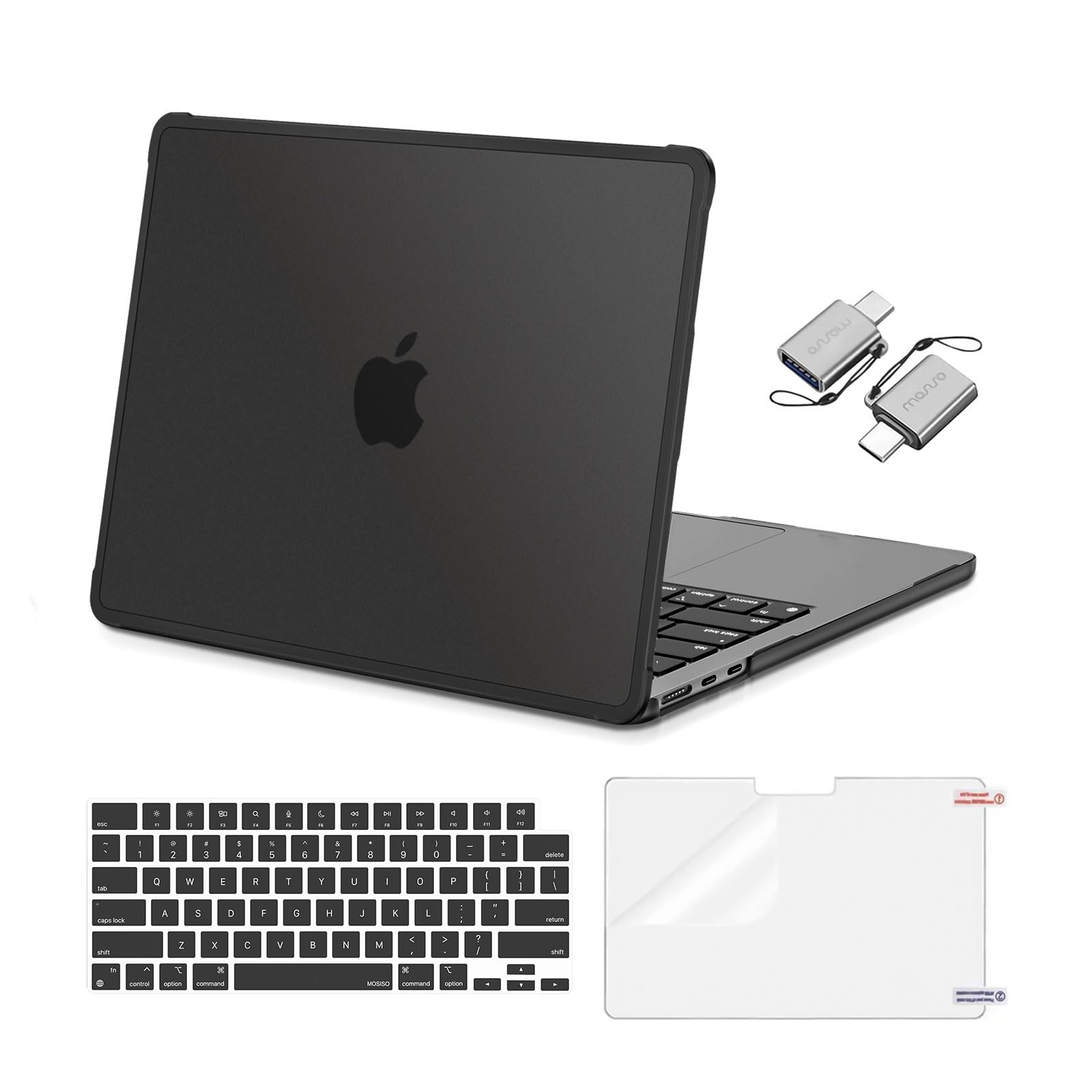 MOSISO Compatible with MacBook Air 13 inch Case M5 M4 M3 M2 2026-2022 A3449 A3240 A3113 A2681,Protective Hard Case&Keyboard Skin&Screen Film&Type C with TPU Bumper for MacBook Air 13.6, Pink — view 12
