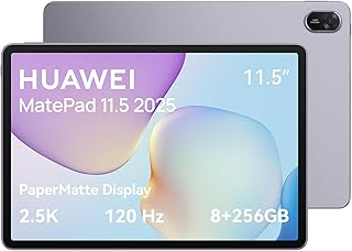 HUAWEI MatePad 11.5 2025, Tablet PaperMatte 2.5K 120Hz Pantalla Eye Comfort, 8+256G, WPS Office Preinstalado, 10100mAh Batería, 40W Supercharge, Nota, Gris