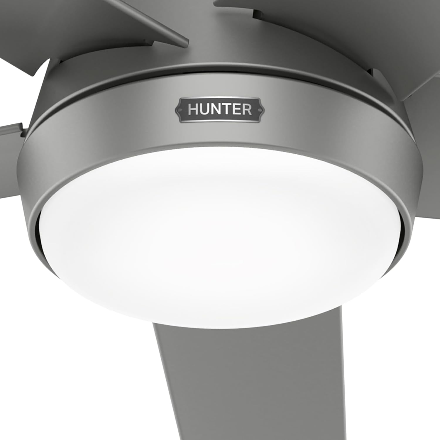 Hunter Skyflow Outdoor Ceiling Fan with LED Lights & Wall Control (Matte Silver)