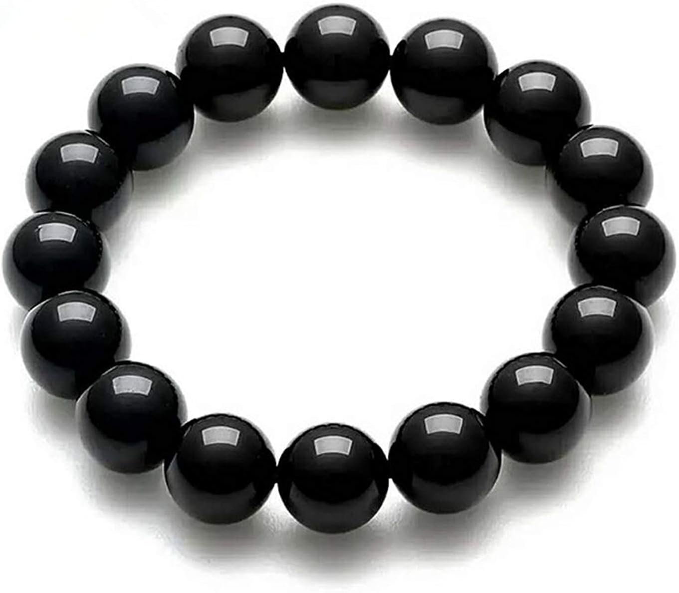DUOVEKT12mm Natural Black Tourmaline Beads Bracelet for Women and Men Gift Crystal Stone Round Beads Stretch Jewelry AAAAA