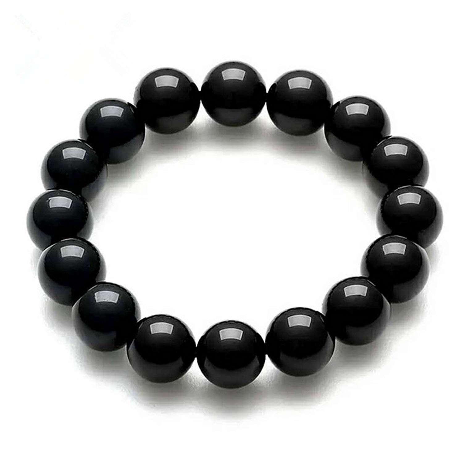 DUOVEKT12mm Natural Black Tourmaline Beads Bracelet for Women and Men Gift Crystal Stone Round Beads Stretch Jewelry AAAAA