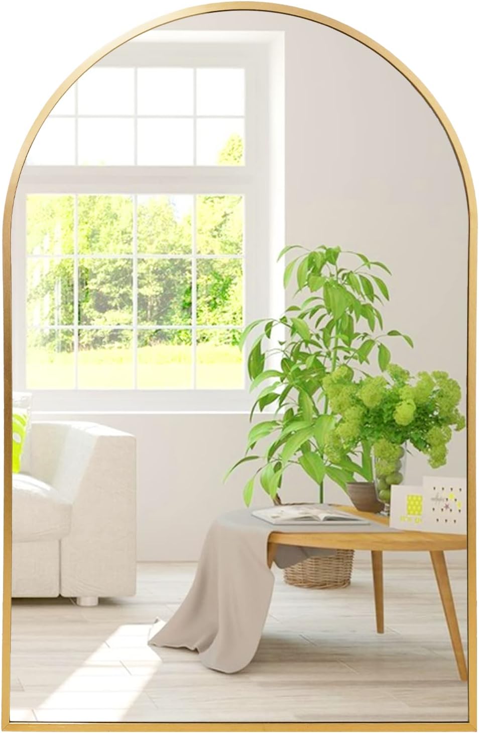 Amgngala Gold Arched Mirror 20" x 30" Gold Wall Mirror for