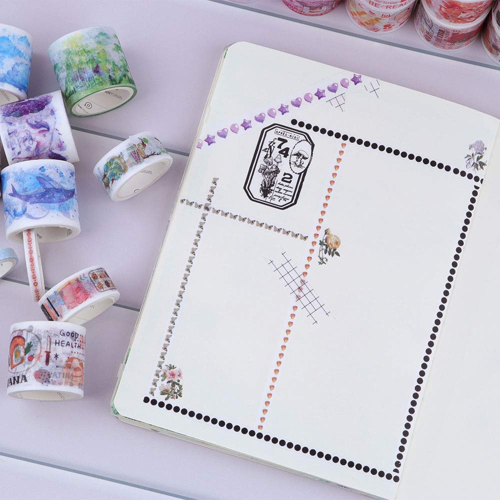 100 Rolls Cute Washi Tape Set, NOGAMOGA Basic Collection 10mm/25mm Wide Solid Color Masking Tapes, Writable Decoration Tape for Arts, DIY Crafts, Bullet Journals, Planners, Scrapbooking, Wrapping : Arts, Crafts & Sewing