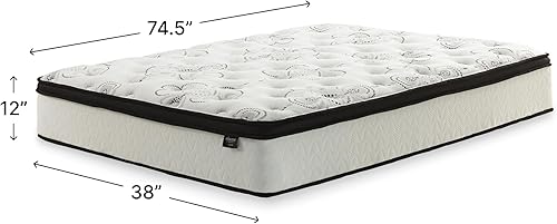 Miniatura 2 de Signature Design by Ashley Chime Hybrid California King 12" Mattress with Gel Memory Foam, Medium Firm, Pressure Relief, Fiberglass Free Mattress in