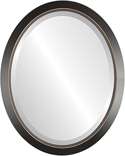 Oval Beveled Wall Mirror for Home Decor - Regatta Style - Rubbed Black - 20x26 Outside Dimensions