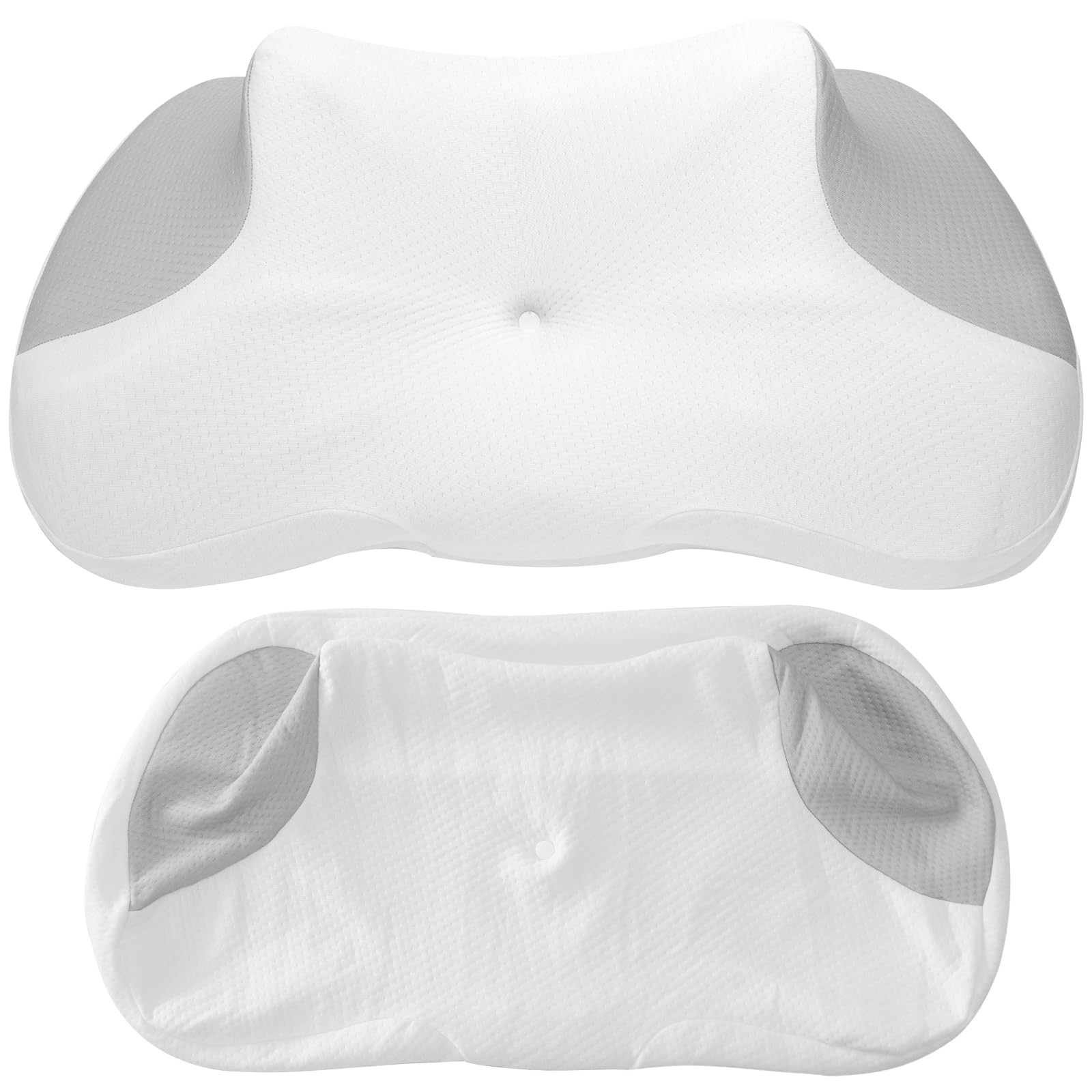 Pillow Protectors, Soft and Breathable Pillowcase Protectors Anti Allergenic Pillow Protectors Washable Zipped Pillow Protectors White and Grey