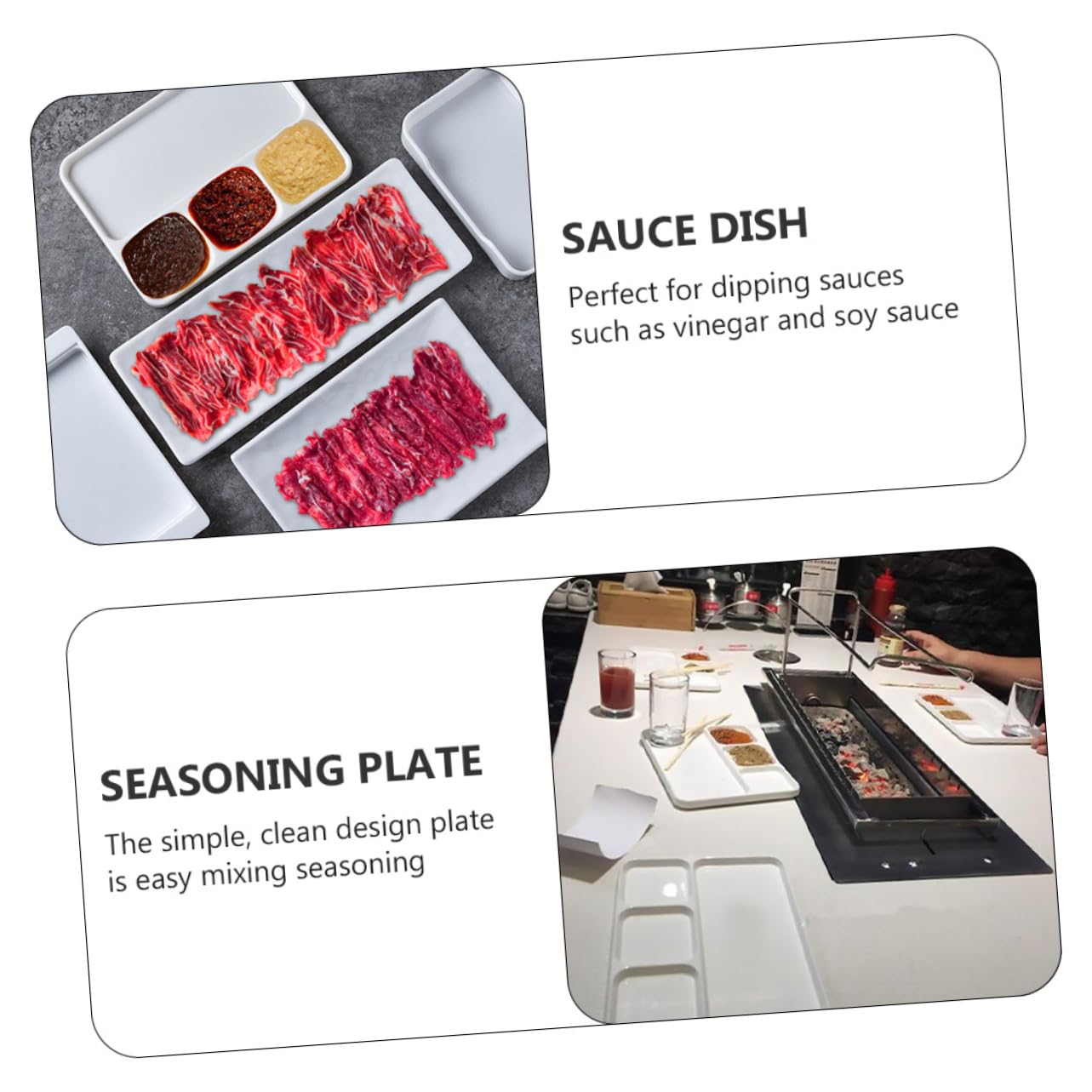 BRIGHTFUFU 1Pc Sauce Dish Compartment Seasoning Plate for Dipping Sauces for Vinegar and Soy Sauce Easy to Clean White Color for Home and Restaurant Use